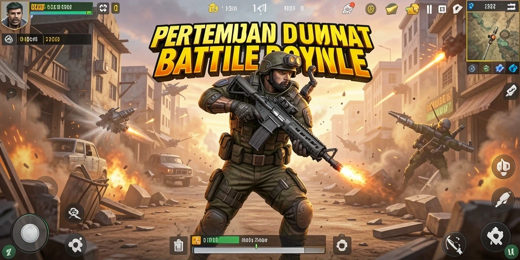 Tangkapan layar N32 menampilkan aksi pertempuran seru di Battle Royale.