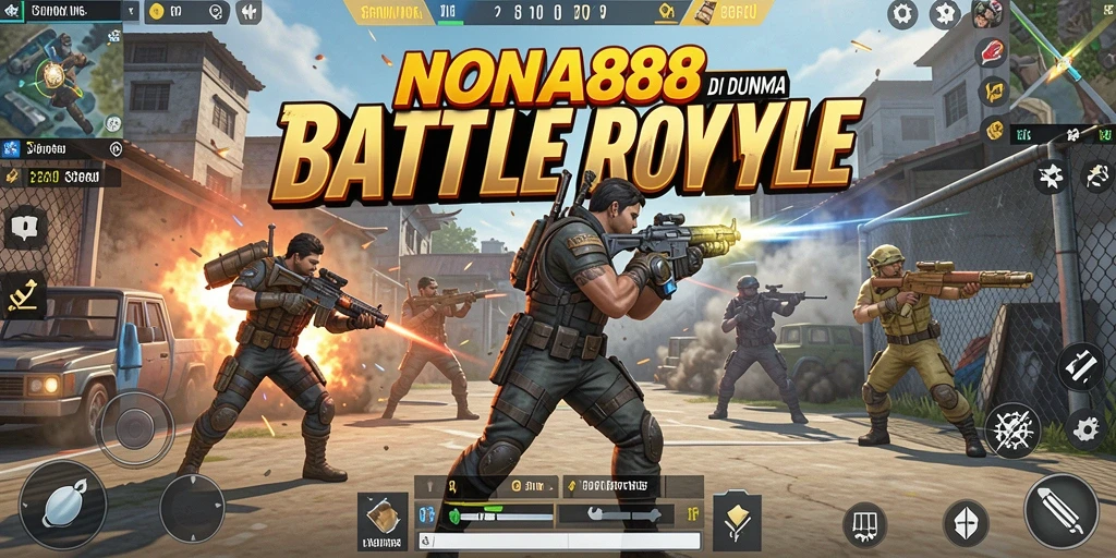 Tangkapan layar gameplay NONA88 dengan pertarungan seru di arena Battle Royale.