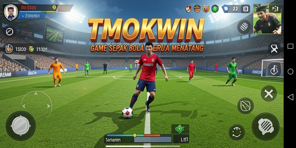 Tampilan gameplay TMOKWIN yang menarik dan dinamis dalam pertandingan sepak bola.